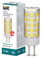Лампа светодиодная CORN капсула 3Вт 12В 4000К керамика G4 IEK