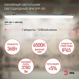 Светильник светодиодный SPP-201-1-65K-036 36Вт 3780Лм 6500К IP65 1200х76х66 прозр Б0047177 ЭРА /12шт/