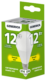 Лампа светодиодная G45 шар 12Вт 230В 3000К E14 GENERICA