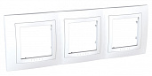 Изображение товара Рамка для розеток и выключателей с декоративным элементом Unica трехпостовая белый MGU2.006.18 Schneider Electric