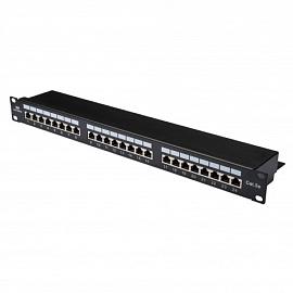Панель коммутацинная кат.5е, FTP, 19", 1U, 24хRJ45, 568A/В, черный DR-4101 DATAREX