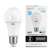 Лампа светодиодная 10,0Вт E27 A60 6500K 950Лм LED Грушевидная Elementary 23230 GAUSS