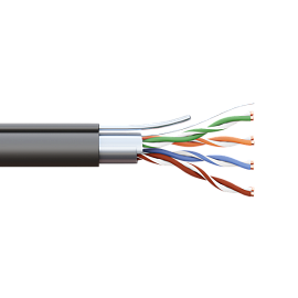 Витая пара TERACOM PRO Cat.5E F/UTP 4 п. solid 24AWG с тросом сталь 1,2 мм LDPE черн. (305м) TRP-5EFTP-04PE-BK-OTW3 EKF