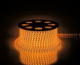 Лента светодиодная 60SMD(2835)/м 4.4Вт/м 230В IP65 100m, желтый, LS704 с 2 сетевыми шнурами, 2 заглушками, 2 коннекторами,10 крепежами в комплекте 26240 Feron