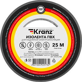 Изолента ПВХ KRANZ 0.13х15 мм, 25 м, серая (5 шт./уп.)
