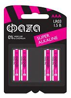 Батарейка (элемент питания) LR03 Super Alkaline BL-4 ААА .5000254 ФАZА
