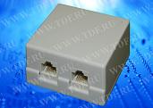 Розетка компьютерная внешняя 2хRJ45, неэкран, cat.5е, 110/Krone тип (Dual IDC), белая LX-520