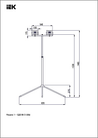 Прожектор светодиодный уличный LED СДО 06-2x50Ш штатив 6500К IP65 черный  LPDO606-2X050-65-K02 IEK