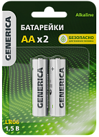 Батарейка (элемент питания) щелочная Alkaline LR06/АА (2шт/блистер) ABT-LR06-ST-L02-G GENERICA