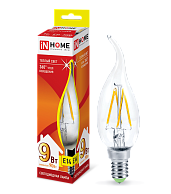 Лампа светодиодная LED-свеча на ветру-deco 9Вт 230В E14 3000К 810Лм прозрачная 4690612026220 IN HOME