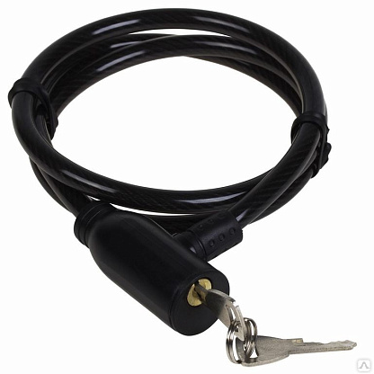 Изображение товара Замок тросовый 100 см черный для велосипеда и имущества Четыре сезона