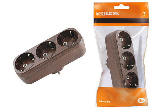 Изображение товара Блок на 3 гнезда 2П+З плоский 16А 250В "Эко" TDM SQ1806-0081