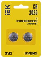 Батарейка дисковая литиевая CR2025 (2шт/блистер) IEK