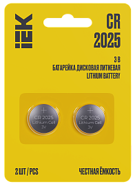 Батарейка дисковая литиевая CR2025 (2шт/блистер) IEK