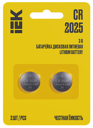 Изображение товара Батарейка дисковая литиевая CR2025 (2шт/блистер) IEK