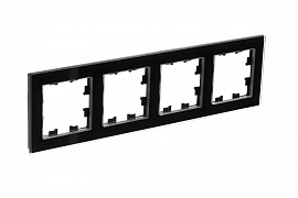 Рамка для розеток и выключателей 4 поста Atlasdesign Nature стекло черный ATN321004 Systeme Electric