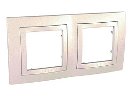 Рамка для розеток и выключателей с декоративным элементом Unica двухпостовая бежевый MGU2.004.25 Schneider Electric