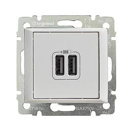Розетка USB Valena скрытой установки для зарядки двойная белый 770470 Legrand