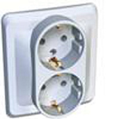 Розетка двойная ЭТЮД скрытой установки с заземлением со шторками белый PC16-008B Systeme Electric