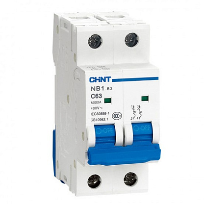 Изображение товара Автоматический выключатель CHINT NB1-63 6А 2П на Din рейку