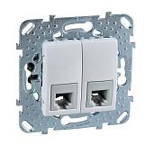 Розетка RJ11+RJ11 телефонная Unica скрытой установки 4 контакта механизм белый MGU5.9090.18ZD Schneider Electric