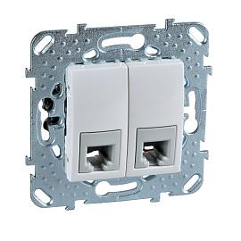 Розетка RJ11+RJ11 телефонная Unica скрытой установки 4 контакта механизм белый MGU5.9090.18ZD Schneider Electric