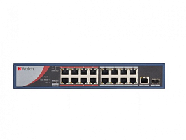 Коммутатор PoE 16 PoE, 1 Uplink, 1 SFP DS-S1816P(B) HiWatch