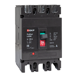 Выключатель автоматический LS250 25кА 3P 125А ProPact EKF mccb-250-25-3-125-ls