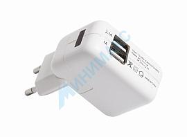 Сетевое зарядное устройство 2xUSB, переходник+адаптер (СЗУ) (5 V, 2100 mA+1000 mA) REXANT 18-1187