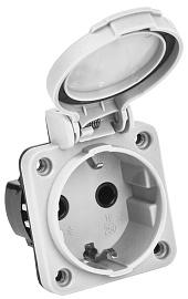 Розетка панельная SCHUKO РП13-3 с крышкой IP54 серый MAGNUM  PSN71-016-3-2-54-K03 IEK