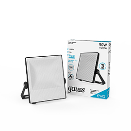 Прожектор светодиодный Gauss EVO 50W 4500 lm IP65 6500К IK07 черный 687511350