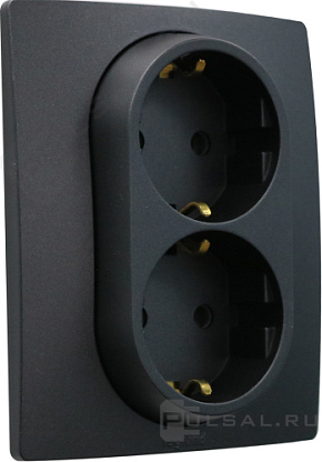 Изображение товара Розетка 2 x 2К+З - немецкий стандарт - винтовые зажимы - 16 А - 250 В- Etika - антрацит 672623 Legrand