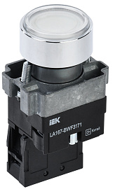 Кнопка LA167-BWF3171 d=22мм RC 1з с подсветкой белая BBT20-BWF3171-1-12-67-K01 IEK