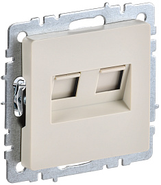 Розетка  двойная RJ11+RJ45 кат.5E РК/Т12-БрКр бежевый  BRITE  BR-KT20-O-1-K10 IEK