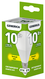 Лампа светодиодная G45 шар 10Вт 230В 3000К E14 GENERICA