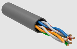 Витая пара U/UTP кат.5E 4х2х0,51 (24 AWG) LSZH нг(А)-HF Серый solid indoor (305м) РФ/Т LC1-C5E04-121-T-R ITK