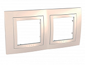 Рамка для розеток и выключателей с декоративным элементом Unica двухпостовая бежевый MGU2.004.25 Schneider Electric