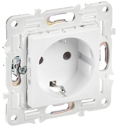 Изображение товара Розетка с заземлением без защитных шторок 16А SK-R05W IEK серия SKANDY арктический белый