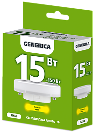 Лампа светодиодная T80 таблетка 15Вт 230В 3000К GX53 GENERICA