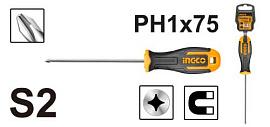 Отвертка крестовая PH1*75мм S2 INGCO INDUSTRIAL HS68PH1075