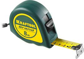 Рулетка  GRAND, обрезиненный пластиковый корпус, 8м/25мм KRAFTOOL 34022-08-25
