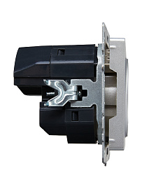BRITE Розетка 1-местная с заземлением с защитными шторками 16А с USB A+C 18Вт РЮш11-1-БрА алюминий IEK