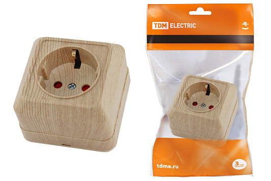 Изображение товара Розетка 2П+З Ладога открытой установки IP20 16А TDM SQ1801-0054