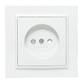 Розетка одинарная Минск скрытой установки без заземления со шторками 10А в сборе белый ERR10-022-100 EKF