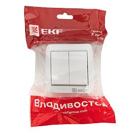Выключатель двухклавишный 10А Владивосток IP54 белый EQR16-023-30-54 EKF PROxima