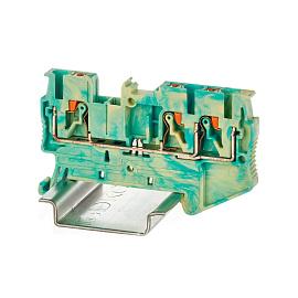 Клемма заземления, зажим push-in, 3 точ. подключения, 2.5 кв.мм VPR-2.5-TWIN-PE-YG DKC