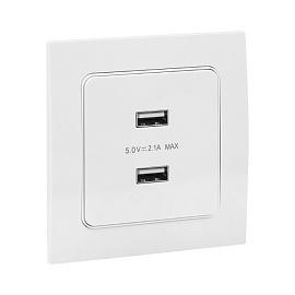 Розетка 2 USB Стокгольм скрытой установки 2,1А+2,1А механизм белый EYR16-028-10-2USB EKF PROxima