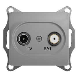 Розетка TV+SAT телевизионная+спутниковая GLOSSA скрытой установки оконечная 1dB механизм алюминий GSL000397 Systeme Electric