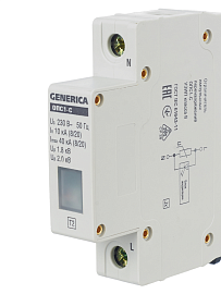 Ограничитель импульсных перенапряжений ОПС1-C 1п 10/40кА 230В GENERICA MOP20-1-C-G IEK