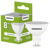 Лампа светодиодная MR16 софит 8Вт 230В 4000К GU5.3 GENERICA
